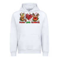 White Peace Love Reindeer Christmas Urban Hoodie - BundleAndBundleShop