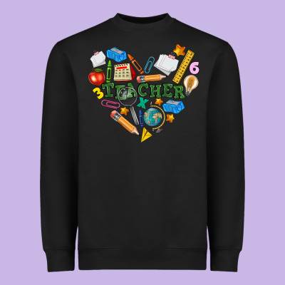Teacher Heart Heavyweight Sweatshirt Designed By Nancycooperartshop