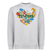 Heather Grey teacher heart Heavyweight Sweatshirt - NancyCooperArtShop