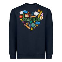 Navy teacher heart Heavyweight Sweatshirt - NancyCooperArtShop