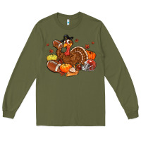 Army Green football turkey thanksgiving Long Sleeve Tee - MaliasSmallBusiness