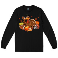 Black football turkey thanksgiving Long Sleeve Tee - MaliasSmallBusiness