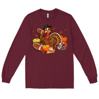 Burgundy football turkey thanksgiving Long Sleeve Tee - MaliasSmallBusiness