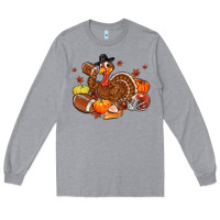Heather Grey football turkey thanksgiving Long Sleeve Tee - MaliasSmallBusiness