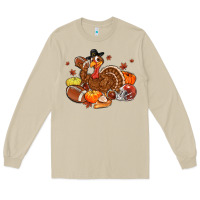 Mushroom football turkey thanksgiving Long Sleeve Tee - MaliasSmallBusiness