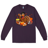 Plum football turkey thanksgiving Long Sleeve Tee - MaliasSmallBusiness