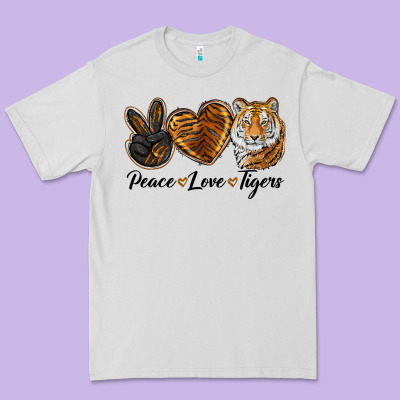 Peace Love Tigers Head Premium Tee Designed By Jahusdesignshop