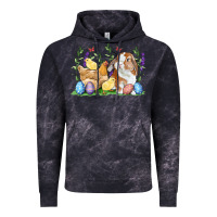 Cloud Black Easter bunny and chicks with floral Vintage Hoodie - RanaPortraitStore