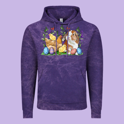Easter Bunny And Chicks With Floral Vintage Hoodie Designed By Ranaportraitstore