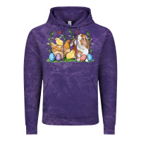 Cloud Purple Easter bunny and chicks with floral Vintage Hoodie - RanaPortraitStore