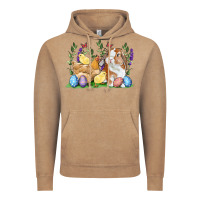 Vintage Coffee Easter bunny and chicks with floral Vintage Hoodie - RanaPortraitStore
