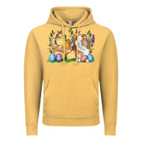 Vintage Mustard Easter bunny and chicks with floral Vintage Hoodie - RanaPortraitStore