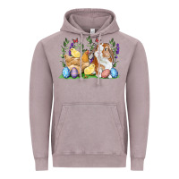Vintage Zinc Easter bunny and chicks with floral Vintage Hoodie - RanaPortraitStore