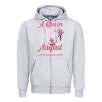 Heather Grey A Queen Was Born In August 1965 Happy Birthday To Me 55 Years Old Zipper Hoodie - Bettercallsaul