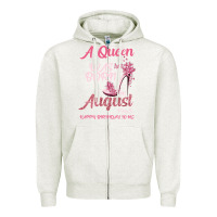 Oatmeal Heather A Queen Was Born In August 1965 Happy Birthday To Me 55 Years Old Zipper Hoodie - Bettercallsaul