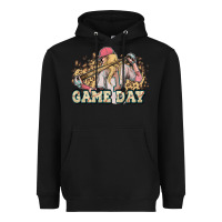 Black game day baseball leopard Heavyweight Hoodie - HowdyJamesFarm