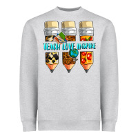 Heather Grey teach love inspire Heavyweight Sweatshirt - NancyCooperArtShop