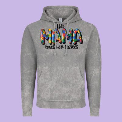 This Mama Loves Her Puzzle Vintage Hoodie Designed By Maliassmallbusiness