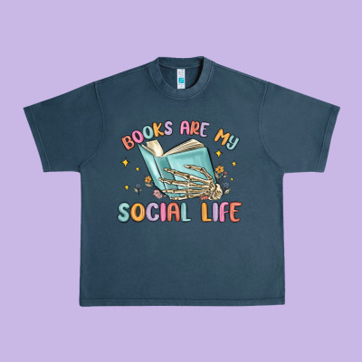 Books Are My Social Life Urban Heavy Tee Designed By Maliassmallbusiness
