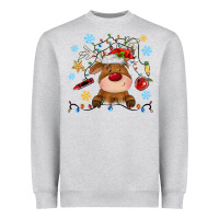 Heather Grey christmas deer school Heavyweight Sweatshirt - MaliasSmallBusiness