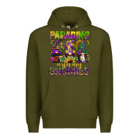 Army Green parading with my gnomies mardi gras Premium Hoodie - CowGirlArtShop