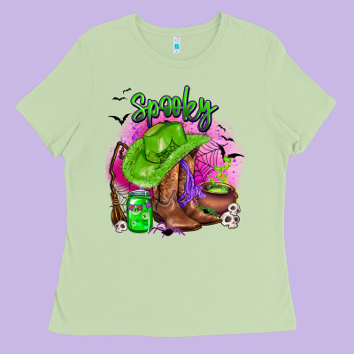 Spooky Cowgirl  Halloween Ladies Tee Designed By Adodesignshop