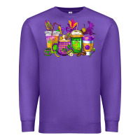 Purple mardi gras coffee cups cowgirl Premium Sweatshirt - CowGirlArtShop