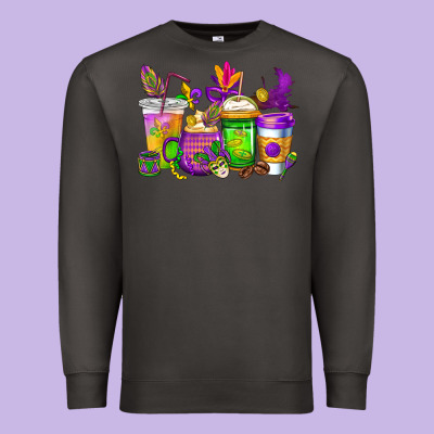 Mardi Gras Coffee Cups Cowgirl Premium Sweatshirt Designed By Cowgirlartshop