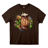 Chocolate Brown sunflower coffee cup cactus Heavy Core Tee - JahusDesignShop