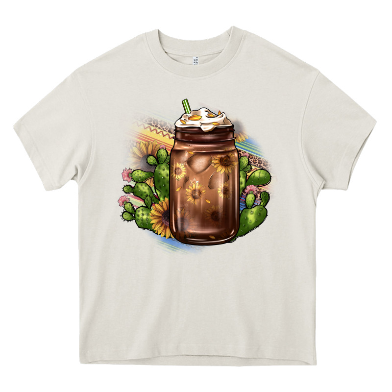 Sunflower Coffee Cup Cactus Heavy Core Tee by JahusDesignShop | Teevron