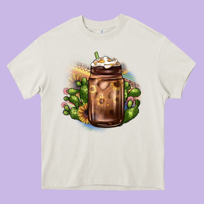 Sunflower Coffee Cup Cactus Heavy Core Tee Designed By Jahusdesignshop