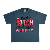 Midnight Navy bad bitch with bad anxiety Urban Heavy Tee - MaliasSmallBusiness