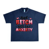 Navy bad bitch with bad anxiety Urban Heavy Tee - MaliasSmallBusiness