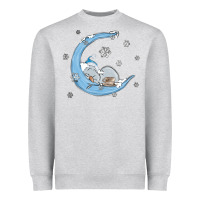 Heather Grey snowman and moon Heavyweight Sweatshirt - MaliasSmallBusiness
