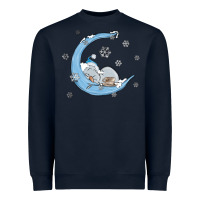 Navy snowman and moon Heavyweight Sweatshirt - MaliasSmallBusiness