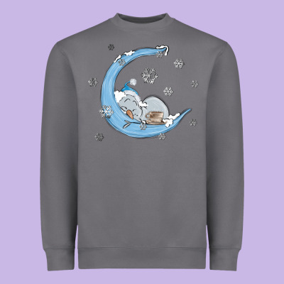 Snowman And Moon Heavyweight Sweatshirt Designed By Maliassmallbusiness