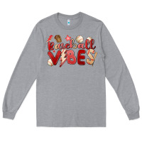Heather Grey baseball vibes Long Sleeve Tee - MaliasSmallBusiness