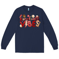 Navy baseball vibes Long Sleeve Tee - MaliasSmallBusiness
