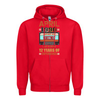 Red Aprıl 1990 I Am Not 30 I'm 18 With 12 Years Of Experience Zipper Hoodie - Bettercallsaul
