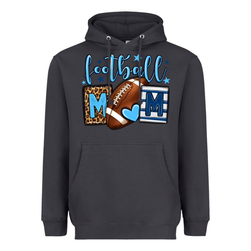 Football Mom Blue Team Color Heavyweight Hoodie by HowdyJamesFarm | Teevron