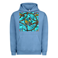 Pigment Pebble Blue Lake Babe And Fish With Camouflage Seamless Pattern Urban Hoodie - BundleAndBundleShop