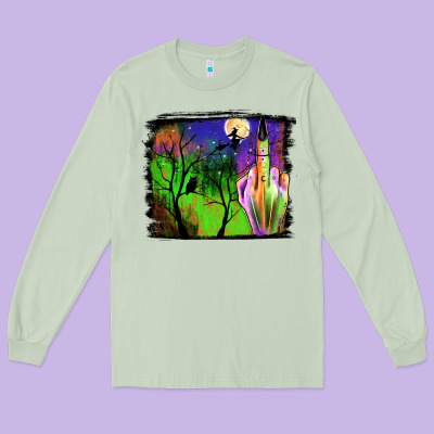 Halloween Background Long Sleeve Tee Designed By Jahusdesignshop