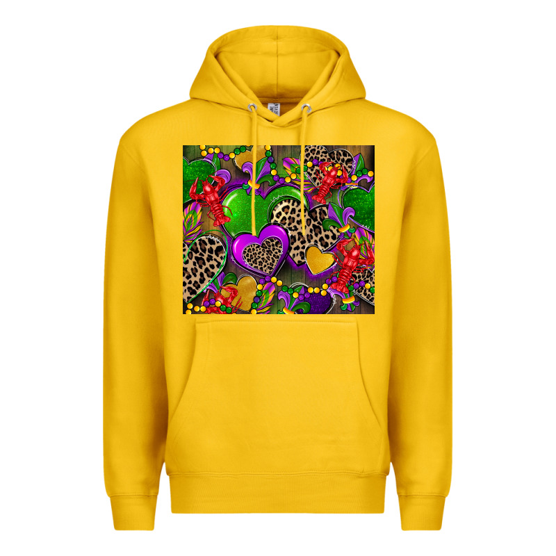 Mardi Gras Hearts Premium Hoodie by CowGirlArtShop | Teevron
