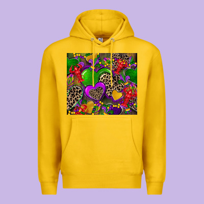 Mardi Gras Hearts Premium Hoodie Designed By Cowgirlartshop