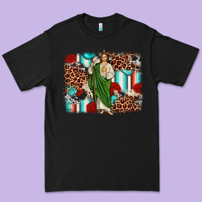 San Judas Leopard Cowhide Background Premium Tee Designed By Jahusdesignshop