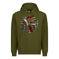 Army Green indian headdress Premium Hoodie - JahusDesignShop