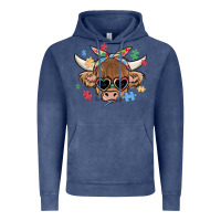 Vintage Denim autism awareness cow Vintage Hoodie - MaliasSmallBusiness