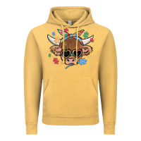 Vintage Mustard autism awareness cow Vintage Hoodie - MaliasSmallBusiness