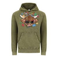 Vintage Olive autism awareness cow Vintage Hoodie - MaliasSmallBusiness