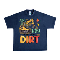Navy just a boy who loves dirt Urban Heavy Tee - MaliasSmallBusiness